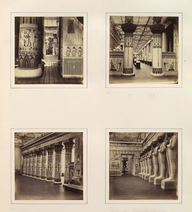 Vue à travers la cour égyptienne, vue à travers des colonnes égyptiennes vers des sculptures classiques, vers 1859 - Philip Henry Delamotte.