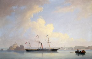 Le vapeur à vis Lady Bird au large du château Elizabeth, Jersey - Philip John (after) Ouless