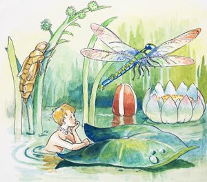 Libellule, illustration tirée de "The Water Babies" de Charles Kingsley