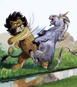 Lion frappant une licorne - Philip Mendoza
