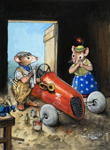 La souris de la ville et la souris de la campagne (gouache sur papier) - Philip Mendoza