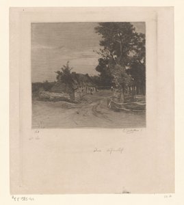 Ferme sur un chemin de campagne avec arbres - Philip Zilcken (signed by artist)