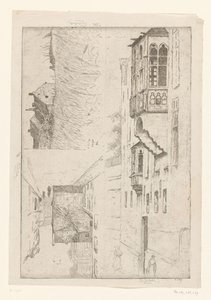 Champ de blé avec maisons et deux vues sur des maisons en ville - Philip Zilcken (signed by artist)