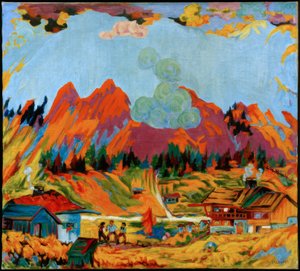 Paysage avec paysans
