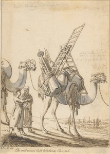 Ein mit einem Zelt beladenes Cameel (Homme avec un chameau chargé d