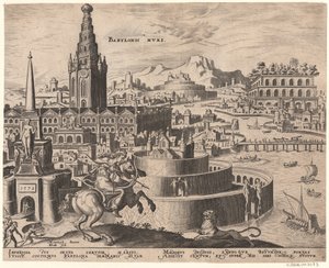 Die Mauern von Babylon de la série Les Huit Merveilles du Monde après Maarten van Heemskerck, 1572
