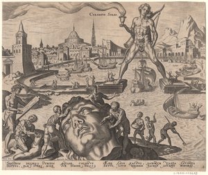 Le Colosse de Rhodes de la série Les huit merveilles du monde après Maarten van Heemskerck, 1572