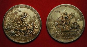 Médaille commémorant la bataille de La Hogue en 1692 - Philipp Heinrich Mueller