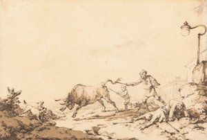 Un taureau chargeant - Philippe Jacques de Loutherbourg