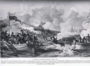 Le débarquement des troupes britanniques en Égypte en 1801, illustration de 