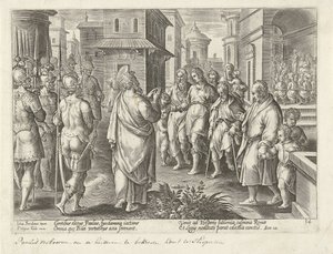 Paul prêche la doctrine du Christ à Rome (Actes des Apôtres) - Philips Galle (possibly)