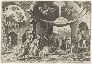 Adoration des bergers (De onheilsdagen van het Joodse volk) - Philips Galle
