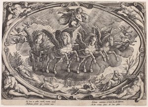 Apollon (Sol) avec le char du soleil (Les quatre saisons avec le soleil, page de titre) - Philips Galle