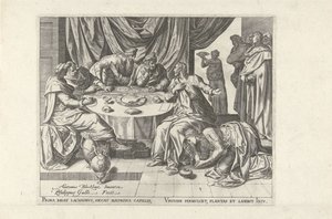 Christ oint par Marie Madeleine (Six scènes avec Christ et des femmes des évangiles, titre de la série) - Philips Galle