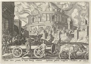 Les Chaldéens emportent les colonnes du temple de Jérusalem - Philips Galle