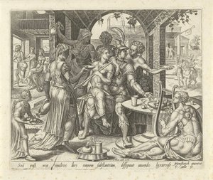 Le fils prodigue dilapide son héritage (Gelijkenis van de verloren zoon) - Philips Galle