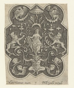 Gehelmde vrouw met schild en speer