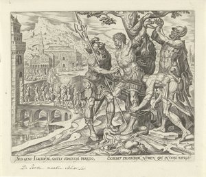 Les Israélites libèrent Achior (Geschiedenis van Judit en Holofernes) - Philips Galle