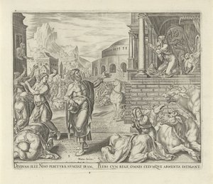 Jonas prédit la chute de Ninive (Geschiedenis van Jona) - Philips Galle