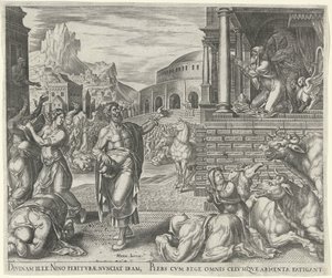 Jonas prédit la chute de Ninive (Geschiedenis van Jona) - Philips Galle