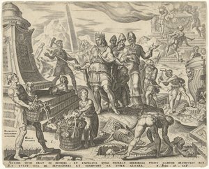 Le roi Josias fait profaner le lieu de sacrifice à Béthel (Geschiedenis van koning Josia) - Philips Galle
