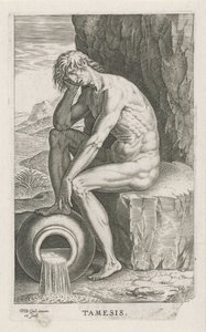 Dieu de la rivière Tamesis, Tamesis, Dieux de la rivière et de la mer (titre de la série), Semideorum Marinorum amnicorumque sigillariae imagines perelegantes (titre de la série) - Philips Galle