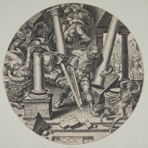 Samson détruisant le temple des Philistins - Philips Galle