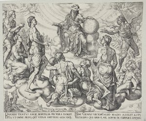 Satan défiant le Seigneur de retirer sa protection de Job - Philips Galle