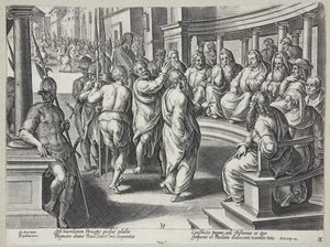 Saint Paul devant les grands prêtres - Philips Galle