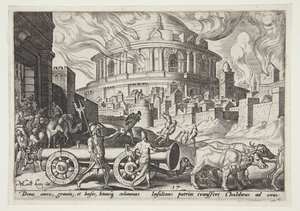 Les Chaldéens emportant les piliers du temple de Jérusalem - Philips Galle