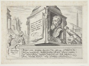 Titre, au centre portrait de Heemskerck - Philips Galle