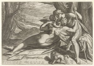 Vénus et Adonis avec Cupidon - Philips Galle