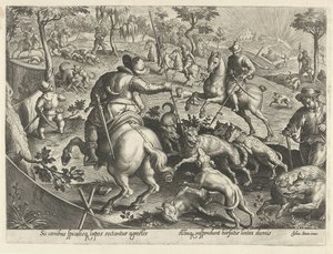 Chasse aux loups avec des lances