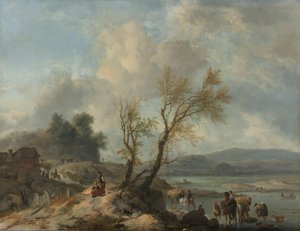 Paysage avec chemin sablonneux au bord d