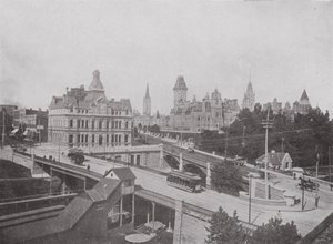 Ponts Dufferin et Sappers, bureau de poste et bâtiments du Parlement, Ottawa - Photographer Canadian