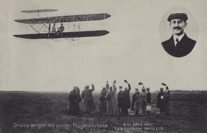 Aviateur américain Orville Wright et sa machine volante - Photographer German