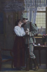 Soldat allemand disant adieu à sa femme avant de partir à la guerre