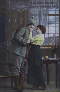 Soldat allemand disant adieu à sa femme avant de partir à la guerre