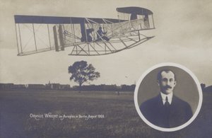 Orville Wright pilotant son avion à Berlin, août - Photographer German