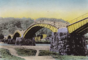 Japon, c.1912 : Kintaikyo, "Pont de la Ceinture de Damas", célèbre au Japon, province de Suwo - Photographer Japanese