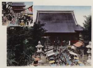 Japon, vers 1912 : Temple Kwannon et ses environs et diverses expositions au parc Asakusa, Tokyo (photo) - Photographer Japanese