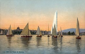 Yachts dans le port de Genève, Suisse (photo)