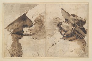 Caricatures de deux têtes masculines - Pier Francesco Mola