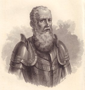 Portrait du chef militaire italien Ezzelino III da Romano ou Ecelino da Romano (1194-1259), gravure sur cuivre - Blaise Nicolas Le Sueur
