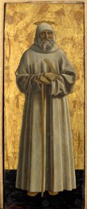 Polyptyque de la Miséricorde : la Vierge de la Miséricorde entourée de saints (détail représentant Saint Benoît de Nursie) - Piero della Francesca
