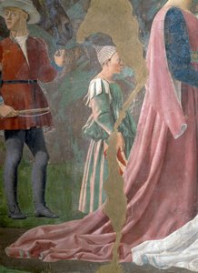 La Légende de la Vraie Croix, la Reine de Saba adorant le Bois de la Croix, serviteur (détail) - Piero della Francesca
