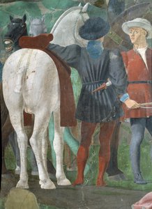 La Légende de la Vraie Croix, la Réception de la Reine de Saba par le Roi Salomon, deux cavaliers (détail)