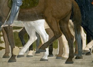 La Légende de la Vraie Croix, la Victoire de Constantin au Pont Milvius, pieds des chevaux (détail) - Piero della Francesca
