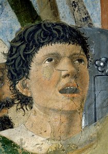 La Légende de la Vraie Croix, la Victoire de Constantin au Pont Milvius, homme criant (détail)