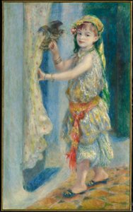 Enfant avec un oiseau (Mademoiselle Fleury en costume algérien)